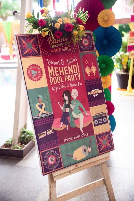 Entrance signage & decor for a Mehendi pool party