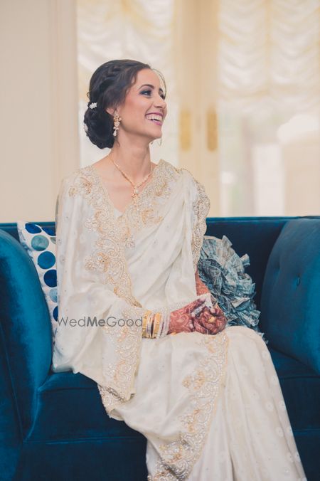 Bride wearing White Saree