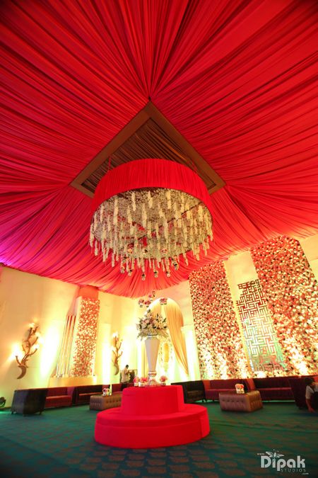 Red Canopy and Yellow Floral Chandeliers