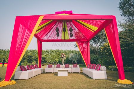 Pink and Yellow Tent Decor for Mehendi