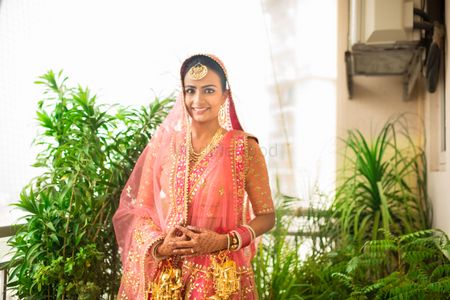 Sikh Bride Portrait - Pastel Pink Lehenga