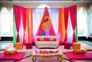 Pink and Orange Themed Mehendi Decor