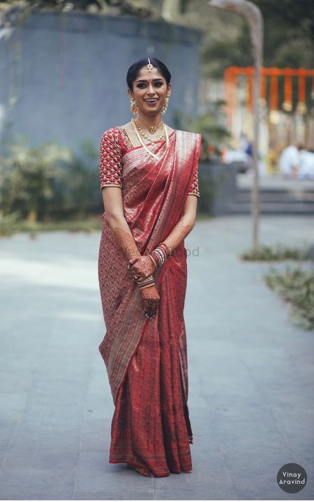 Bride in a stunning silk saree