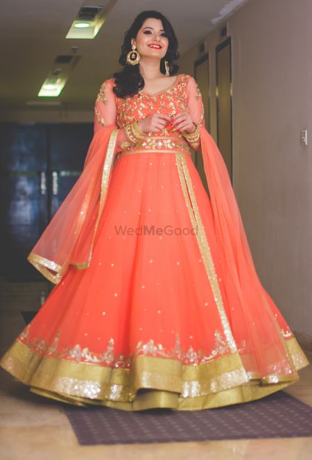 Photo of peach floor length anarkali