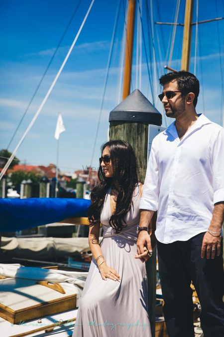 Nautical Feel Pre Wedding Shoot with Couple in White