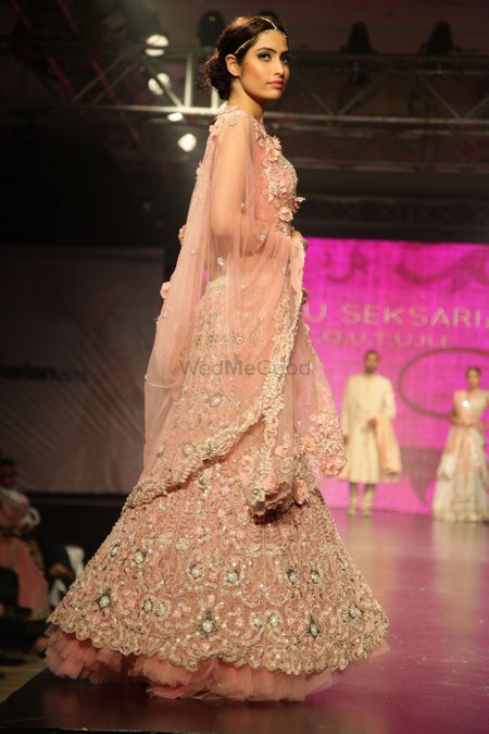 Pastel Pink Lehenga with Silver Embroidery