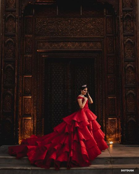 Photo of Bride in a red gown