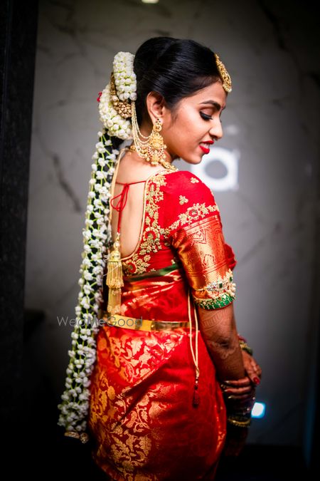 A traditional South Indian bridal hairstyle