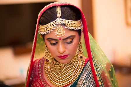 Bride in Gold Mathapatti and Choker
