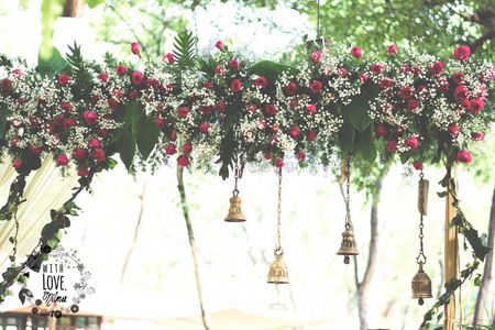 Pink and White Flowers Decor with Hanging Bells