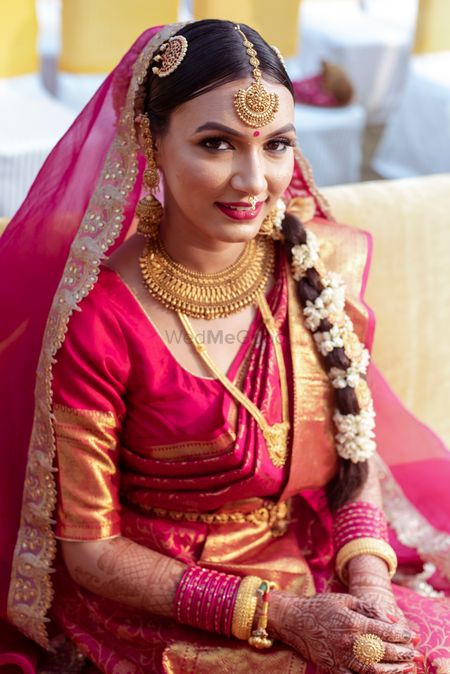 Beautiful shot of a South Indian bride from her wedding day.