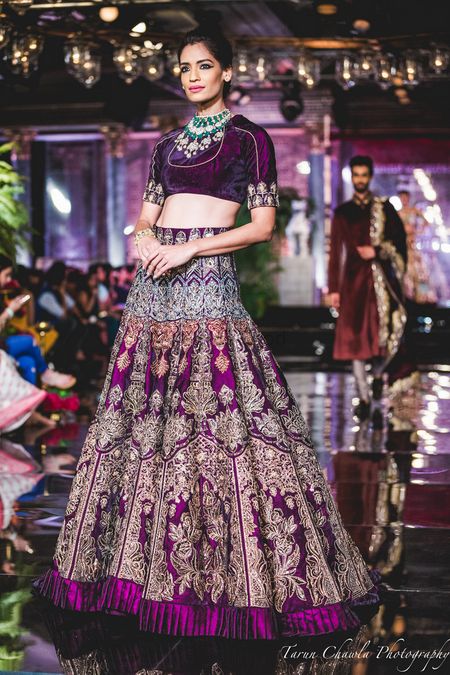 Purple velvet lehenga by Manish Malhotra 2016 bridal