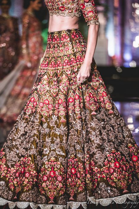 Brown Lehenga with Silver Embroidery and Thread Work