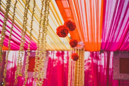 Hanging Floral Arrangement with Orange and Pink Decor