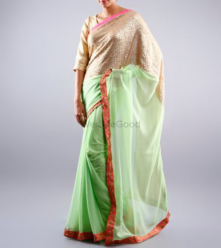 Photo of mint green and silver sari