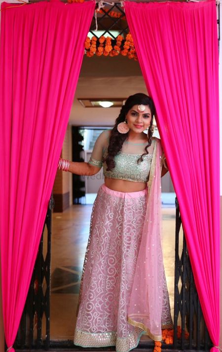 Pastel Light Lehenga in Mint and Pink