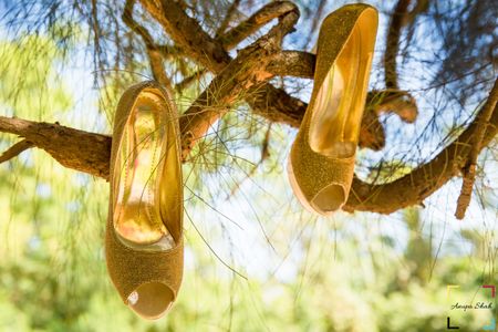 Bridal Shoes Hanging on Tree Branches
