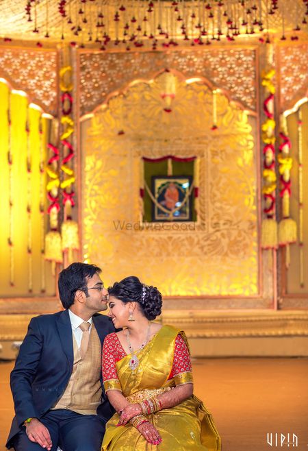 Photo of Yellow and Red Floral Decor for South Indian Wedding