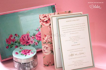 Photo of Light Pink and Mint Vintage Floral Card and Jar