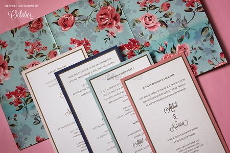 Light Pink and Grey Floral Simple Invitation Cards
