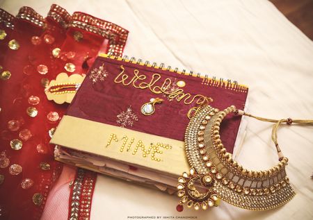 Personalised Maroon Bridal Journal with Trousseau
