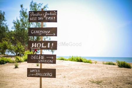 Fun Chalkboard Direction Board for Beach Wedding