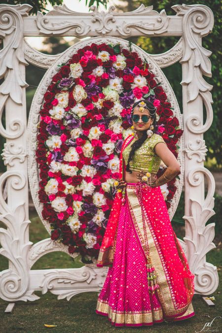 Photo of Floral wall backdrop on mehendi