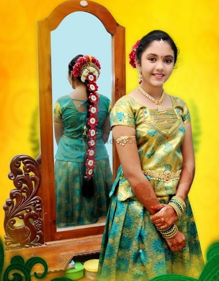 half saree function - Karuna Reddy Makeup Artist Pictures | Bridal Makeup  in Hyderabad - WedMeGood