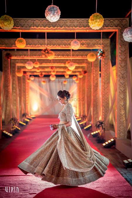 Monotone Grey Shimmery Lehenga with Sequins and Stones