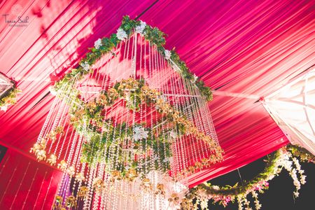 Photo of Wedding Decor with Suspended Kaleere and Florals