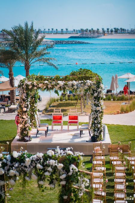 beachside floral mandap idea for an intimate wedding