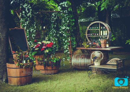 Vineyard Themed Display with Props and Flowers