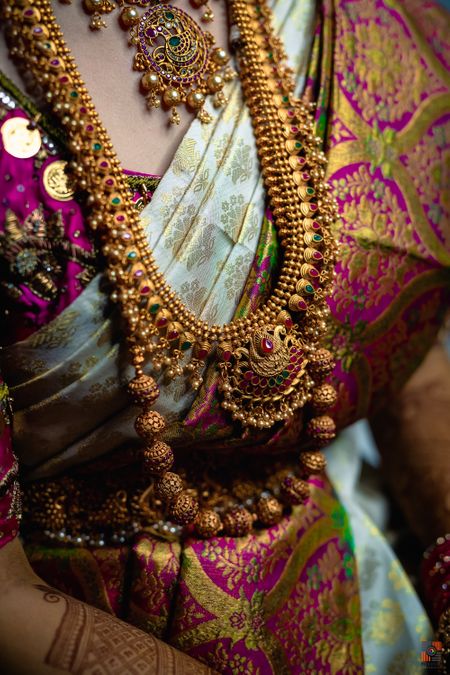 A close up shot of gold jewellery