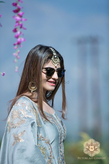 Bride in Mehendi Function Wearing Sunglasses