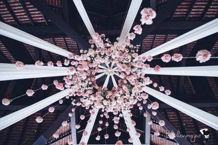 Photo of Ceiling decorated with a bunch of flowers.