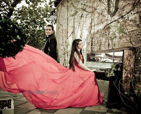 Romantic Pre Wedding Shoot with Piano and Flowing Gown