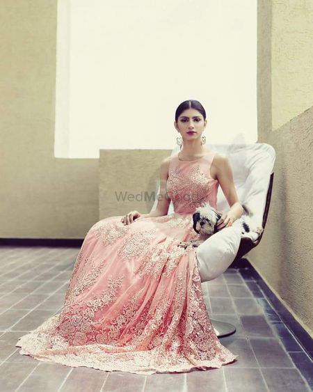 Photo of Light Pink Thread Work Evening Gown for Cocktail