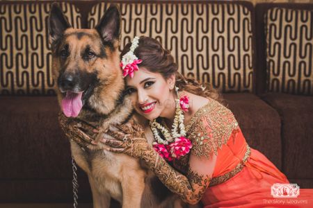 Bridal Mehendi Portrait with Pet Dog