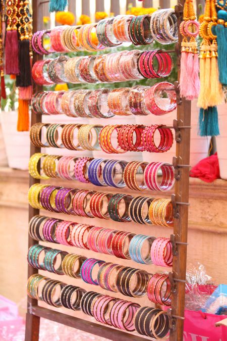 Photo of Bangles on Stand as Favour for Mehendi