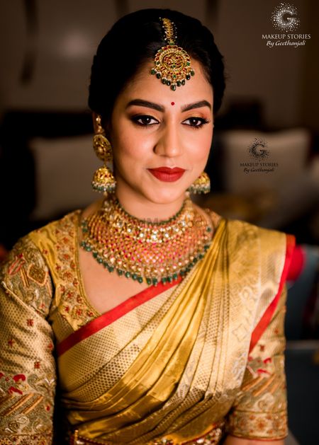 Photo of South indian bride in a gold saree