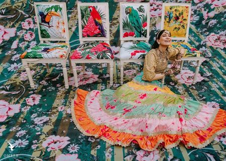 Bridal portrait with colourful decor 