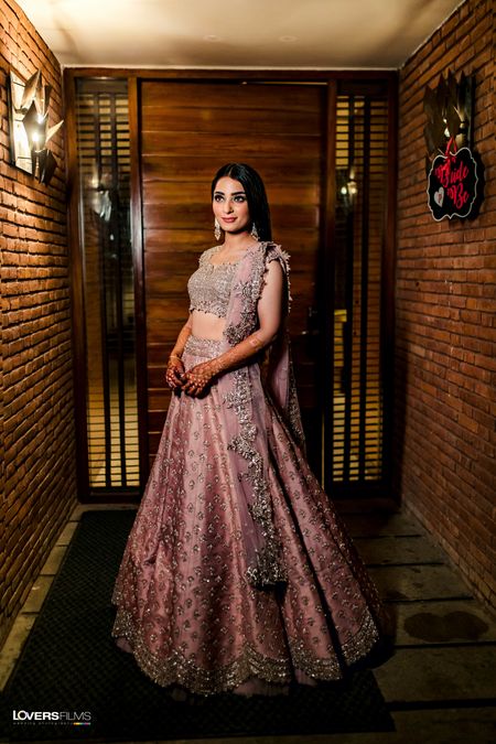 engagement or sangeet lehenga in dusty lilac 