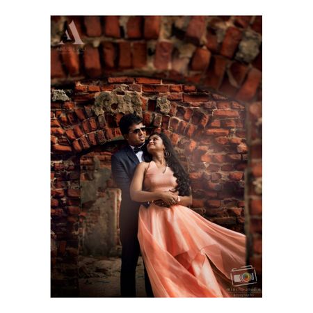 Photo of couple pose for post wedding shoot ideas