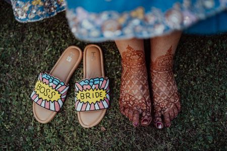 Photo of quirky bridal mehendi footwear idea customised