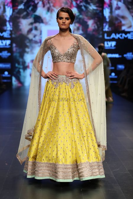Yellow and Silver Lehenga with Sequin and Gota Work