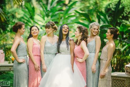 Bride with Bridesmaids in Pastel Colours