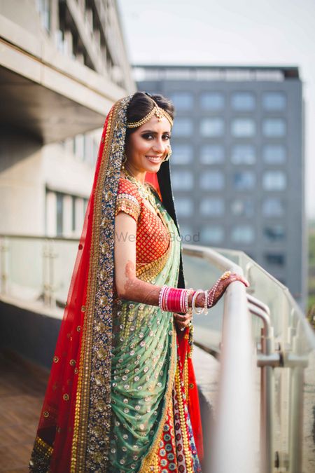 Multicolored bridal outfit