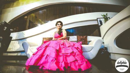 Bright Pink Ruffled Gown for Engagement