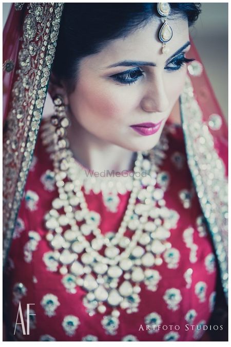 Bridal portrait with red