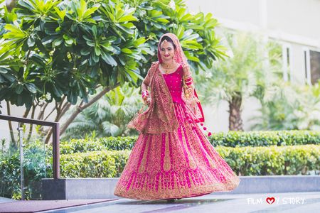Sikh Bride in Bright Pink Bridal Lehenga